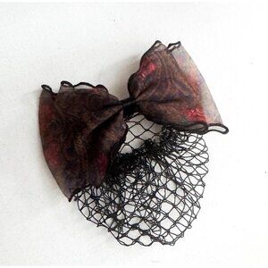 Vintage Bow and mesh Bun Cover Hair Pin Beret